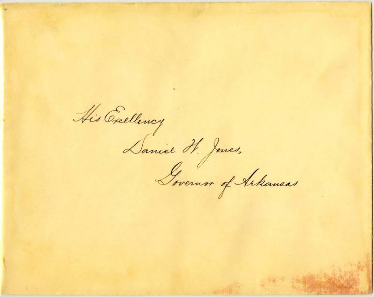 envelope to invitation for Gov. Jones