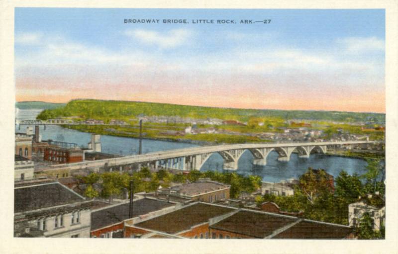 postcard of Broadway Bridge in Little Rock