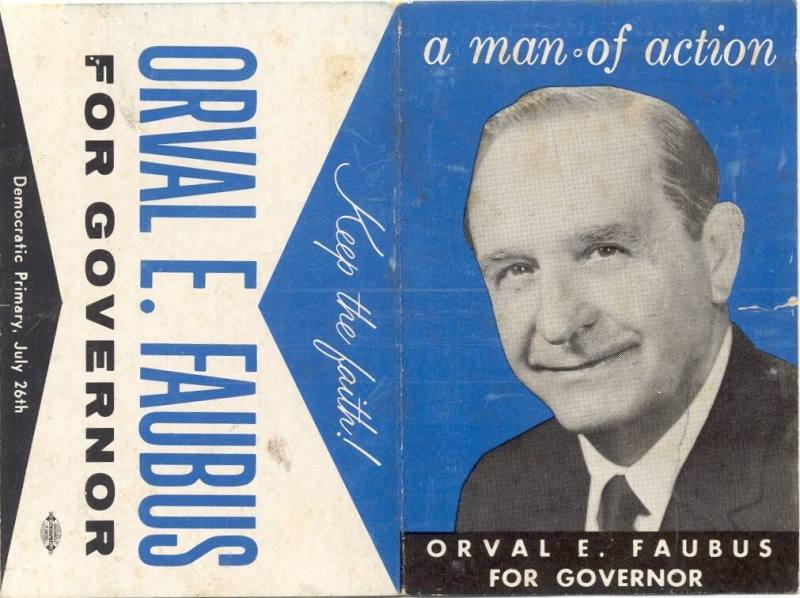 Card, Campaign - Governor Orval Faubus