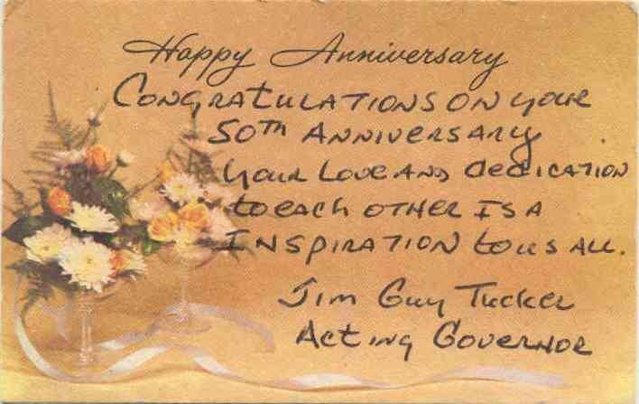 Happy Anniversary card from Jim Guy Tucker