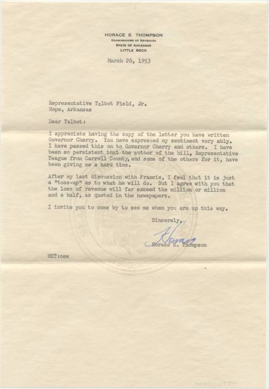 letter to Talbot Field, Jr. with envelope