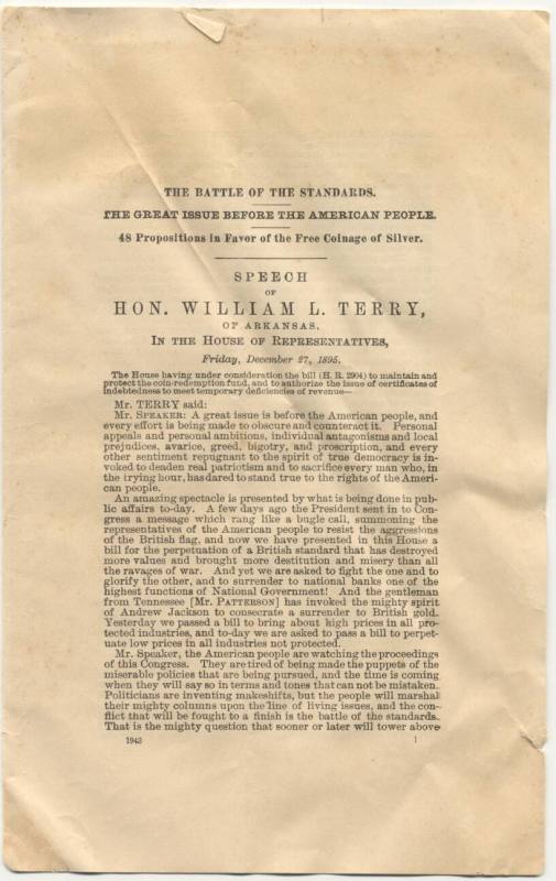 W.L Terry Free Silver broadside