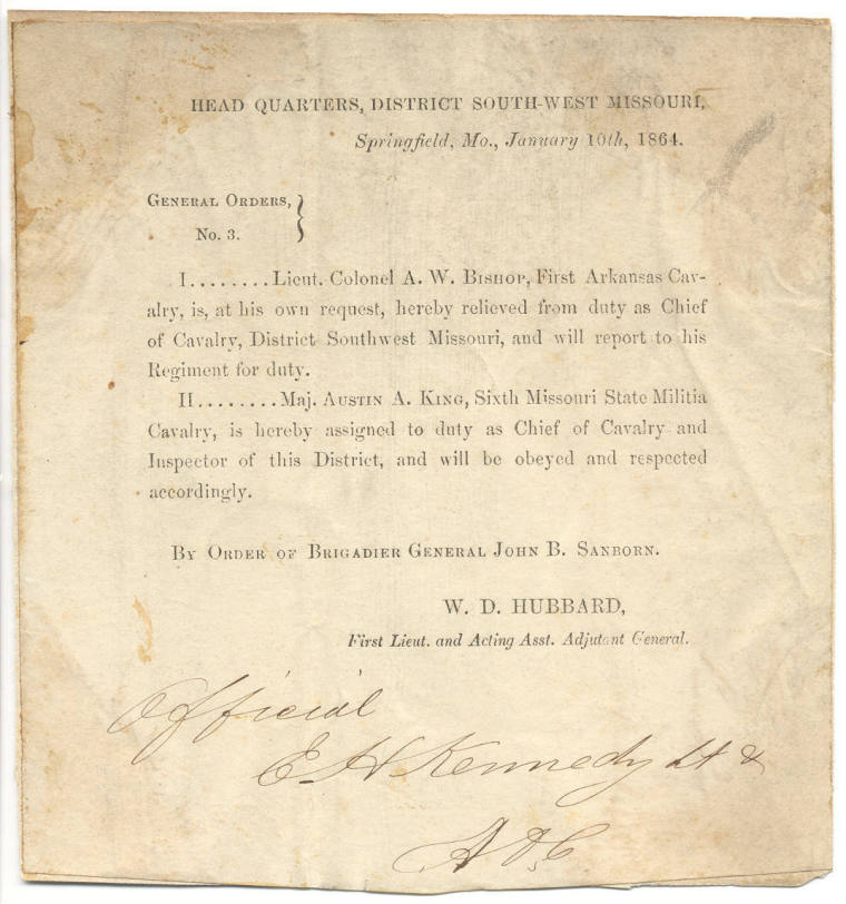 military orders from Brig. Gen. Sanborn