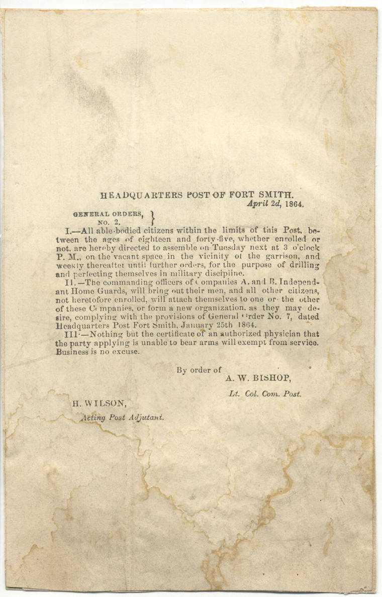 military orders from A.W. Bishop