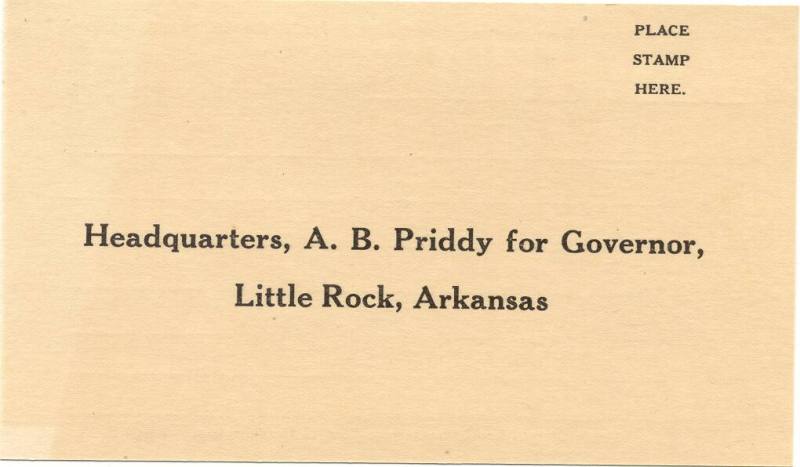 Priddy for Governor card