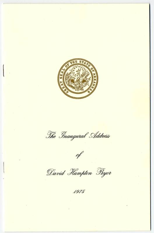 Booklet, Inaugural Address - Governor David Pryor