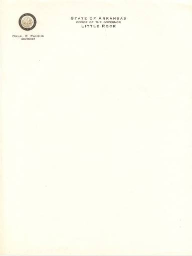 Gov Faubus Items - letterhead