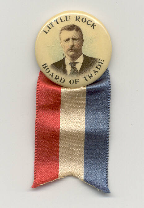 Little Rock Board of Trade button with ribbon   c. 1896