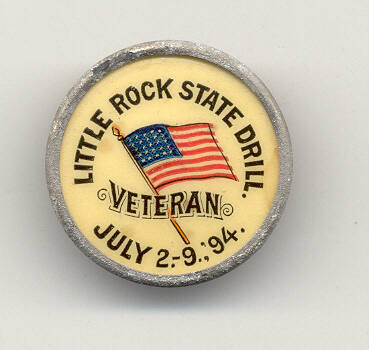 Little Rock State Drill Veteran Button dated 2-9-'94