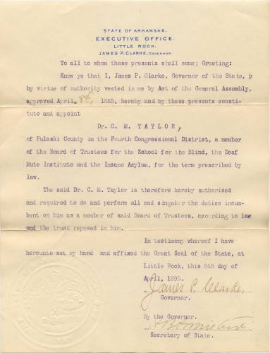 Letter - Gov. James P. Clarke