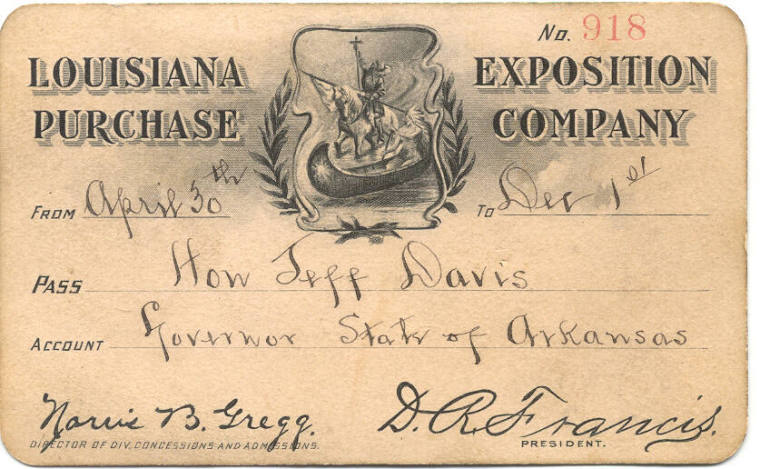 Louisiana Purchase Exposition pass - Davis