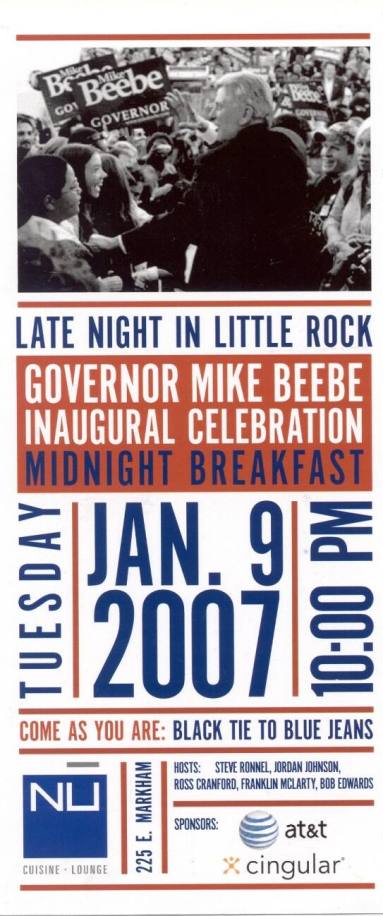 Beebe Inaugural breakfast invitation