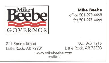 Card, Business - Governor Mike Beebe