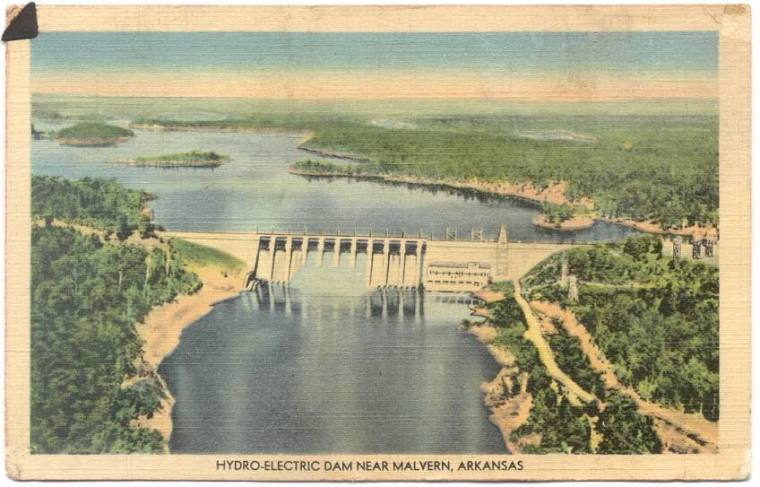 Hydro-electric dam postcard, Malvern
