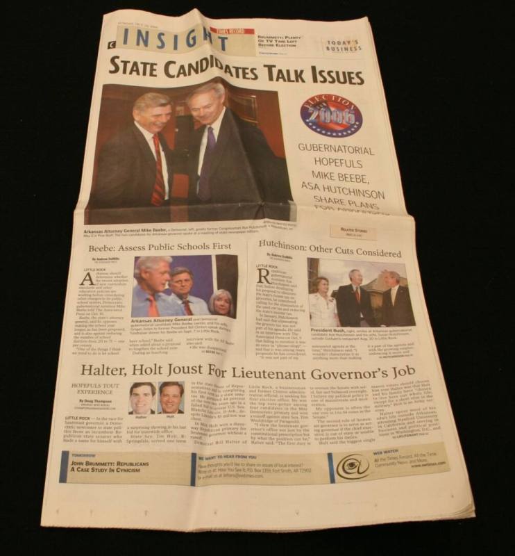 Times Record newspaper with Beebe on cover