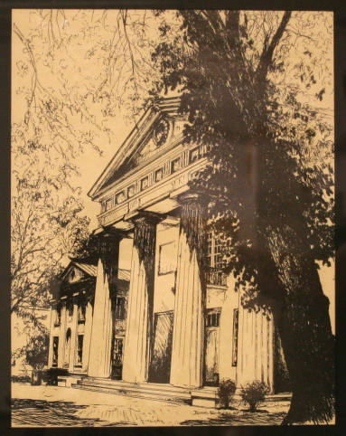 Old State House drawing, pen and ink