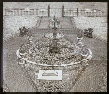 Bill Reames drawing of Old State House fountain