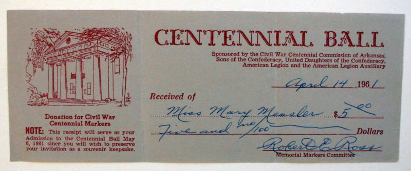 Centennial Ball receipt