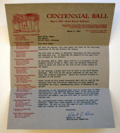 Civil War Centennial Ball letter