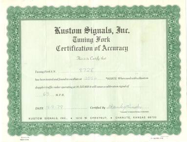 Certificate of testing accuracy