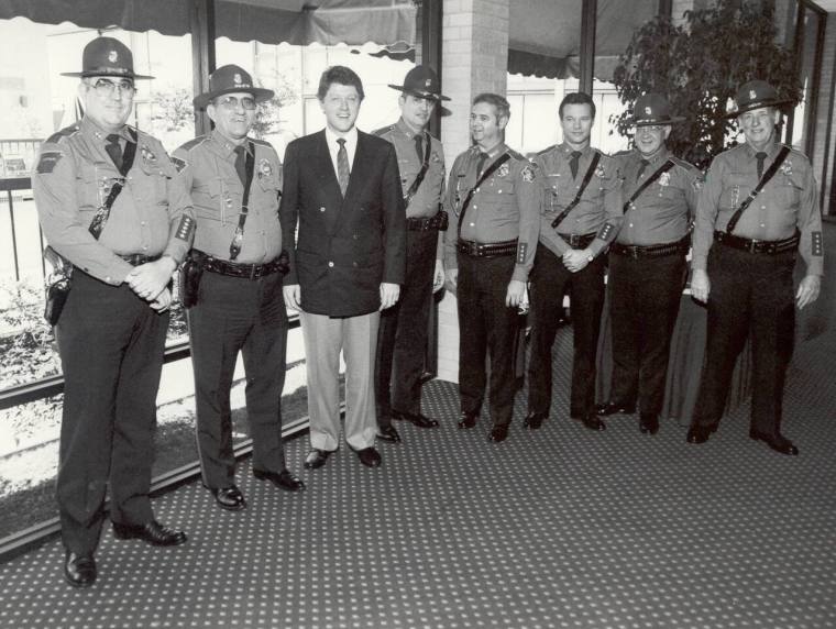 photo of State Police officers with Bill Clinton