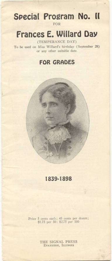 special brochure for Frances E. Willard Day