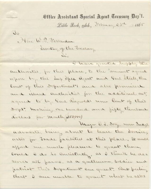 Civil War - letter about E.L. Joy