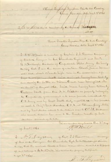 Civil War - Des Arc Ranger letter