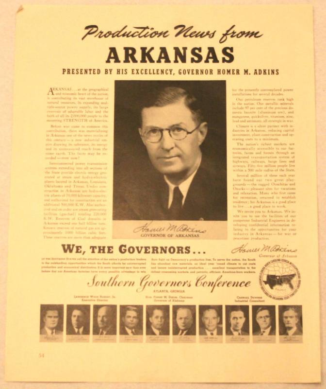 Broadside, Campaign - Governor Homer Adkins