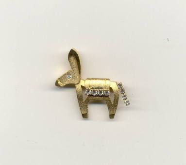 Gold and rhinestone democratic donkey pin