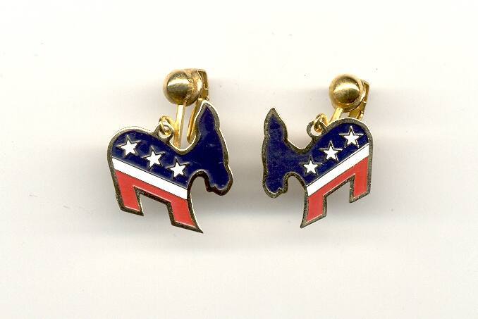 Democratic Donkey clip-on earrings