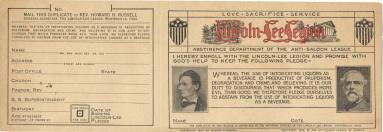 pledge card for Lincoln-Lee legion