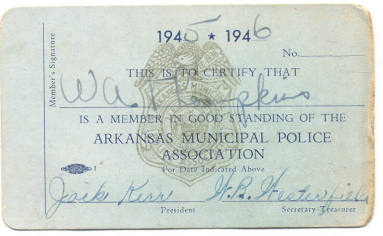 AR Municipal Police Assoc. membership card