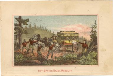 Illustration of James gang robbing stage coach