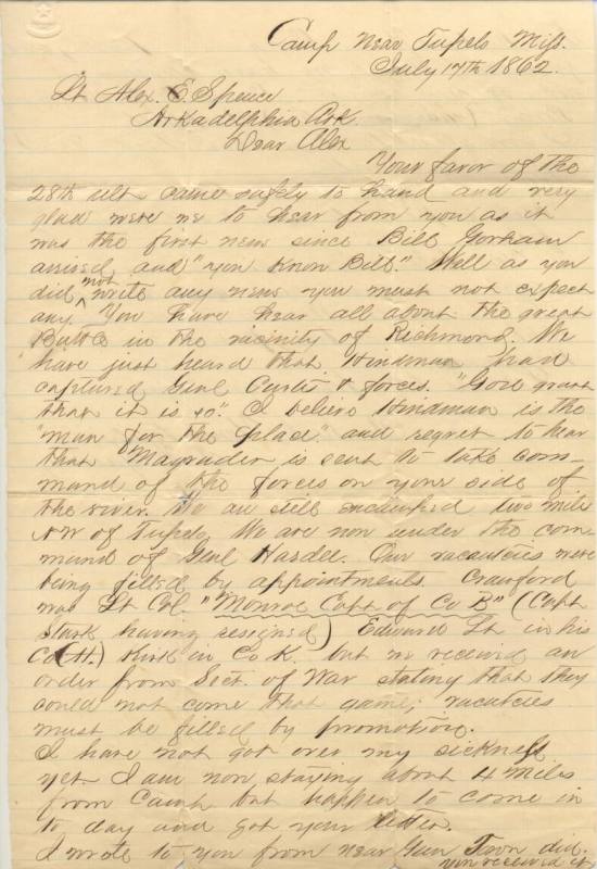 letter from T.B. Yancey to Alex Spence