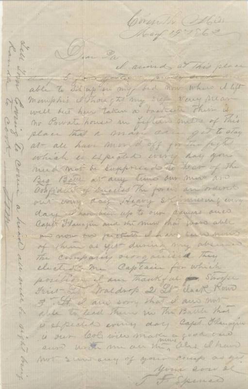 letter from Tom Spence to his father