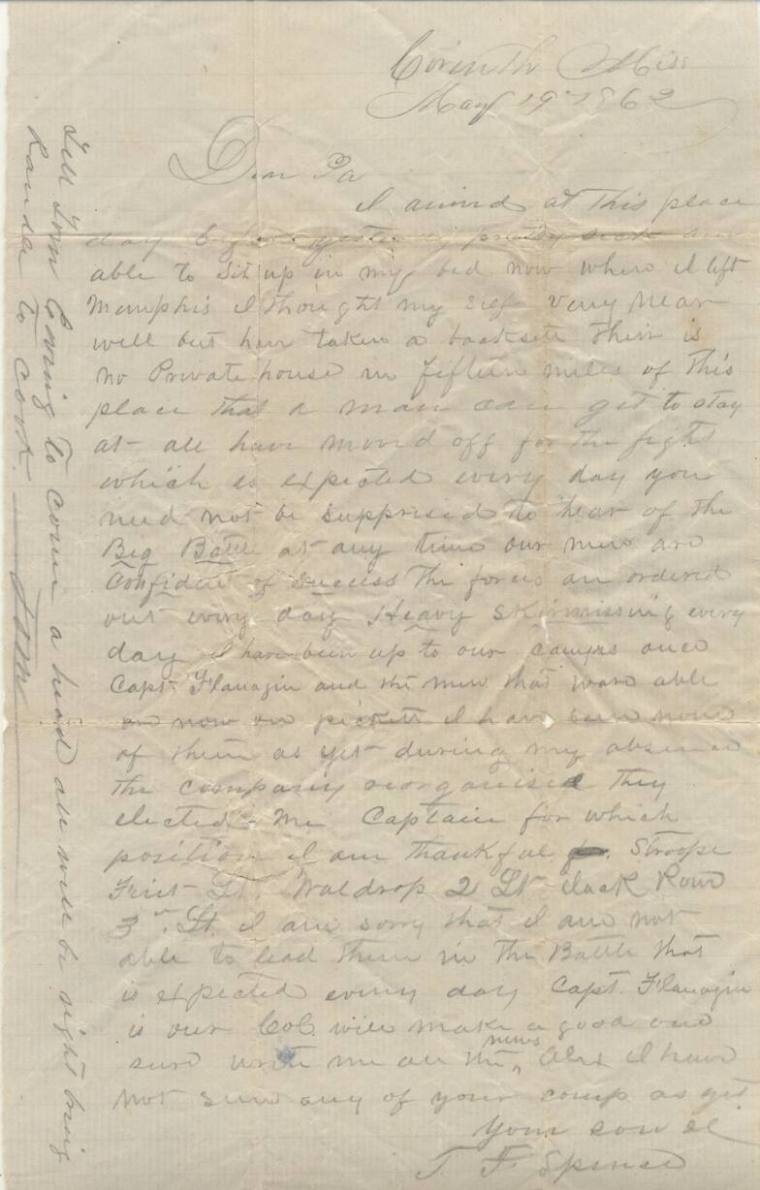 letter from Tom Spence to his father