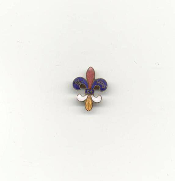 1904 World's Fair enamel fleur-de-lys pin