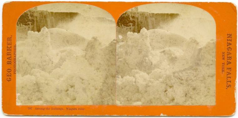 stereoview of Niagara River in winter