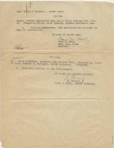 WWI military administrative document