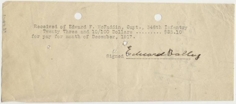 WWI military pay receipt