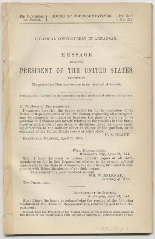 Message from Pres. U.S. Grant