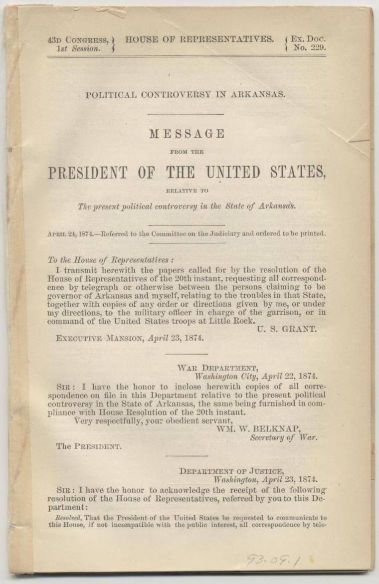 Message from Pres. U.S. Grant