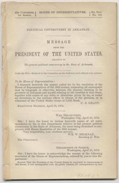 Message from Pres. U.S. Grant