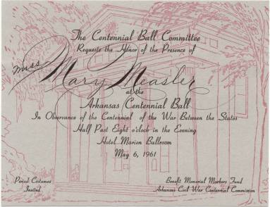 Civil War Centennial Ball request card