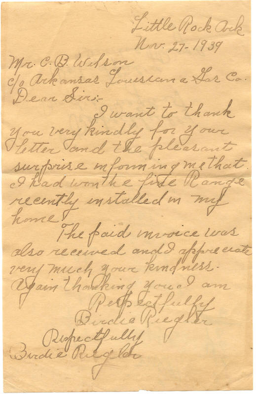 letter to Mr. C.B. Wilson