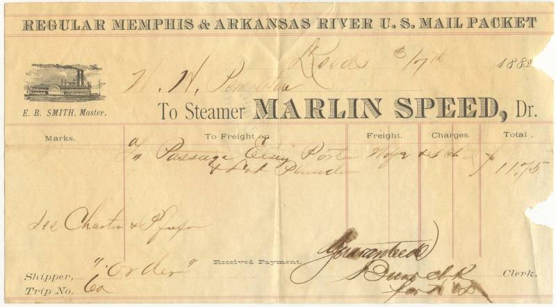 Steamboat shipping receipt