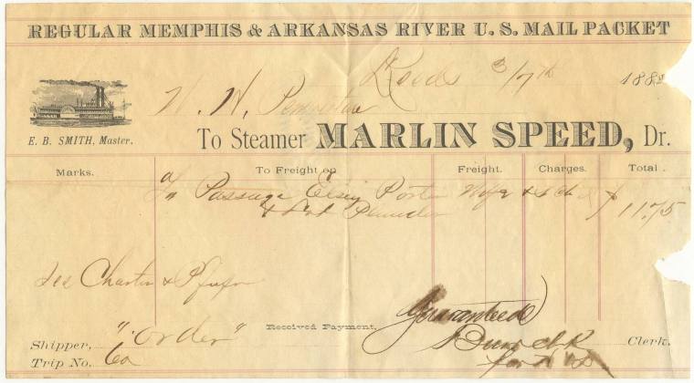 Steamboat shipping receipt