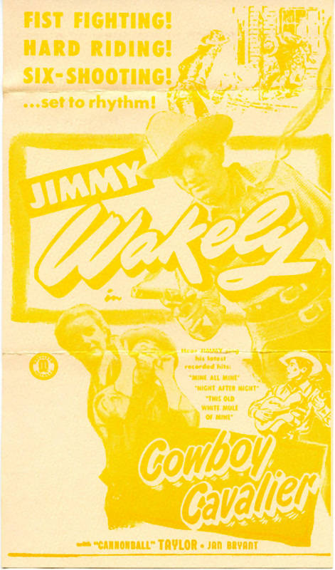 Jimmy Wakely advertisement for the movie "Cowboy Cavalier." 