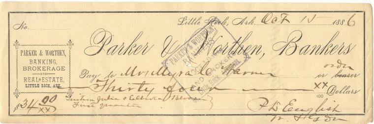 Parker & Worthen Bank check